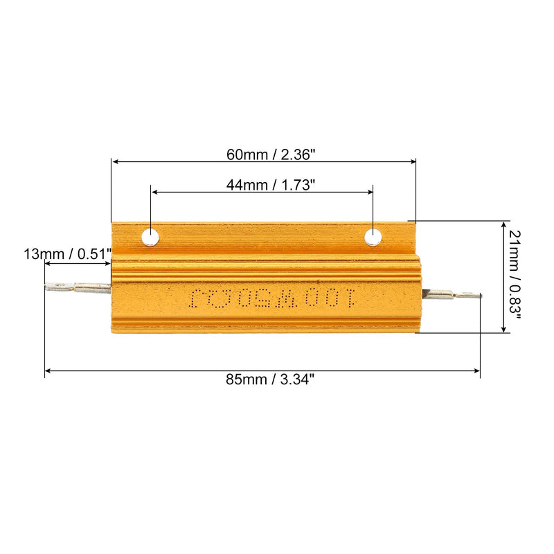 PATIKIL 2pcs 100W 50ohm Aluminium Case Resistor Housing Wire Resistors Screw Tap Power Resistor Gold Tone 50 ohms