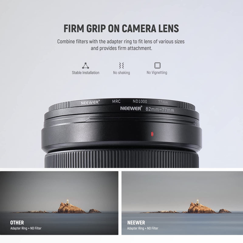 [AUSTRALIA] - Neewer 20 Anodized Black Metal Lens Filter Adapter Rings - 10 Step Up + 10 Step Down Set 20 Pack 