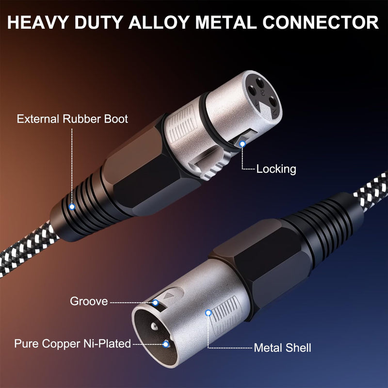 XLR Cable 50 FT, Microphone Cable 3 Pin Nylong Braided Balanced XLR Male to Female Heavy Duty Mic Patch Cords (Pure Copper Conductors) 50FT 1