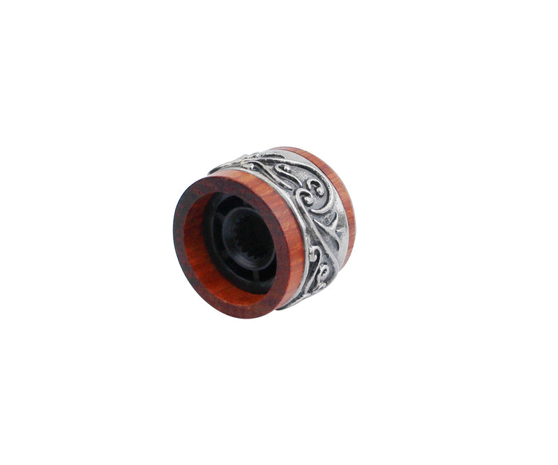 [AUSTRALIA] - Guyker 3Pcs Red Sandalwood Potentiometer Control Knobs Dia. 6mm (0.24") Shaft Pots - Long Grass Flower Around Dome Speed Tone Volume Knob Guitar Bass - Antique Silver Red -antique silver around 