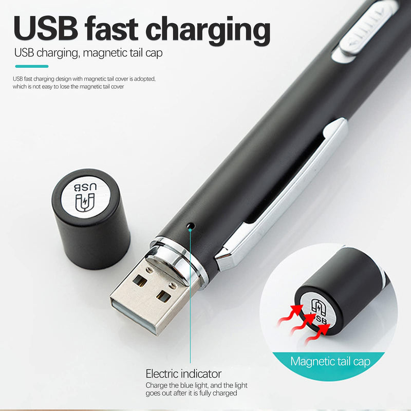 Uadme Pupil Light, Diagnostic Light, Rechargeable, Medical Light Pen for Nurses, Doctors, with Pocket Clip and USB Cable
