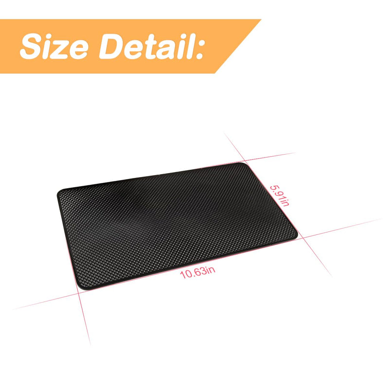 Car Dashboard Anti-Slip Mat, 10.6" x 5.9" Universal PVC Sticky Adhesive Pad for Auto, Multifunctional Vehicle Dash Strong Gripping Pad for Cell Phones Sunglasses Keys GPS Coins (Grid) Grid