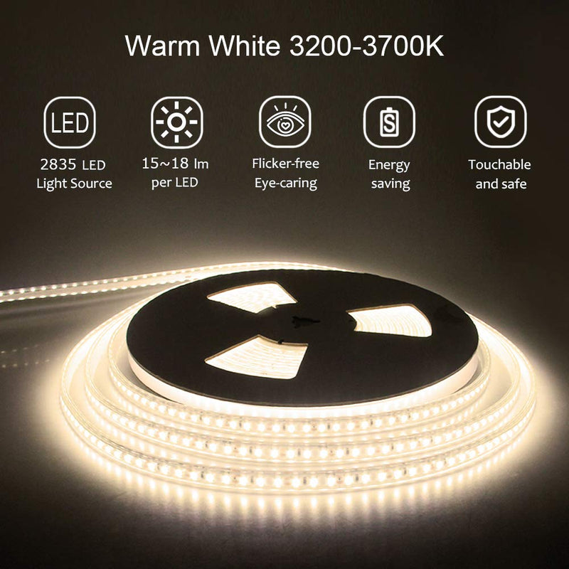 [AUSTRALIA] - ALITOVE LED Strip Lights Warm White Waterproof 32.8ft 1200 LEDs 2835 SMD 24V DC 3500K Outdoor LED Flexible Ribbon for Kitchen Bedroom Garden Under-cabinet Backyard Hallways(No Power Supply & Adhesive) SMD 10M IP67 