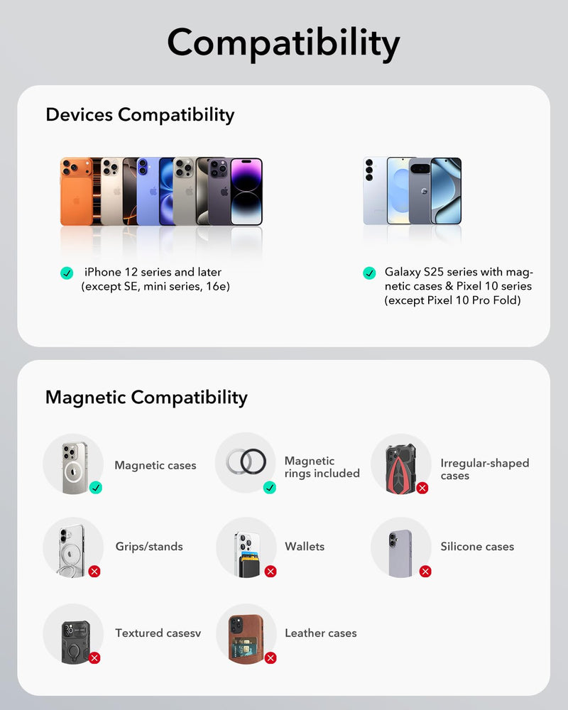 ESR OmniLock for MagSafe Car Mount for iPhone 17-12,Samsung/Google | Suction Cup Phone Holders for Your Car, Magnetic Car Mount for Dashboard/Windshield, 360° Adjustable, for All Smartphones