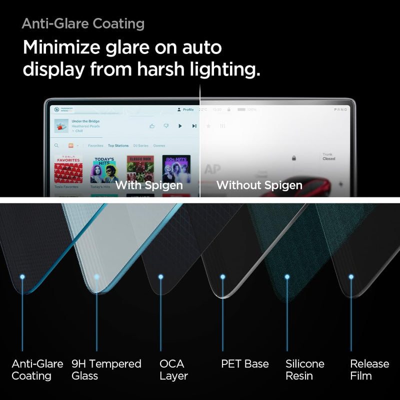 Spigen Tempered Glass Screen Protector [Glas.tR EZ FIT] designed for Tesla Model 3 (2024) 15.4 inch Dashboard Touchscreen - Matte/Anti Glare/Anti Finger Print 15.4"