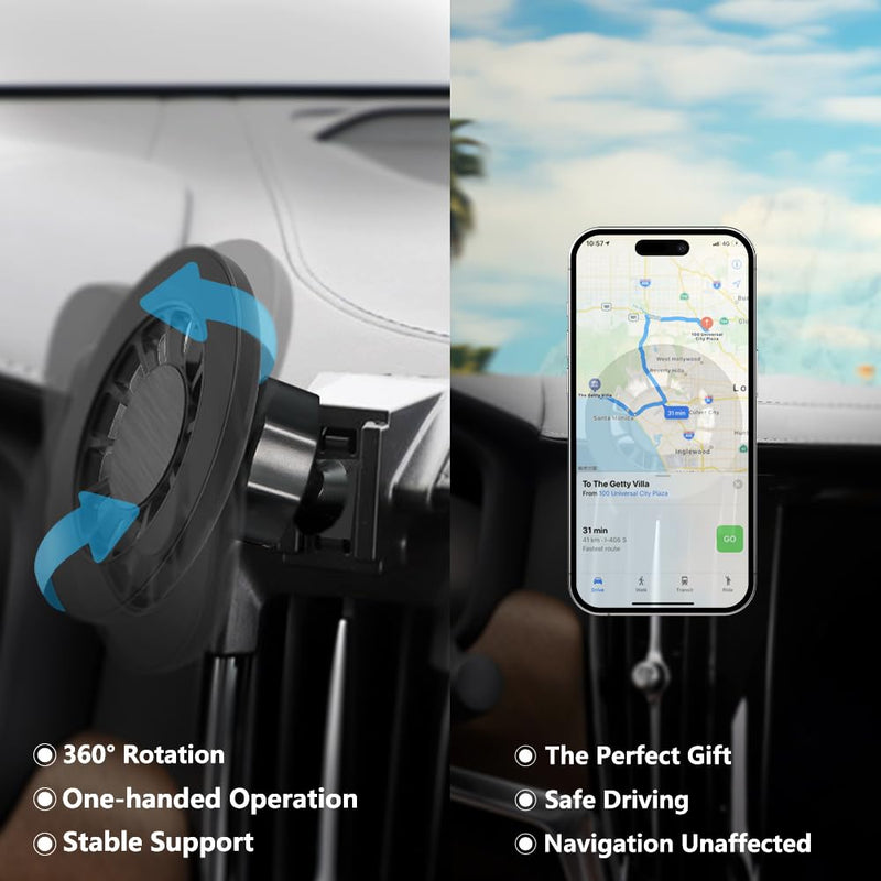 Car Phone Holder Mount for Volvo S90/V90 2017-2026 Car Accessories Car Mount 360°Rotation for Car Phone Holder Magnetic Hands Free Compatible with iPhone Samsung Smartphones