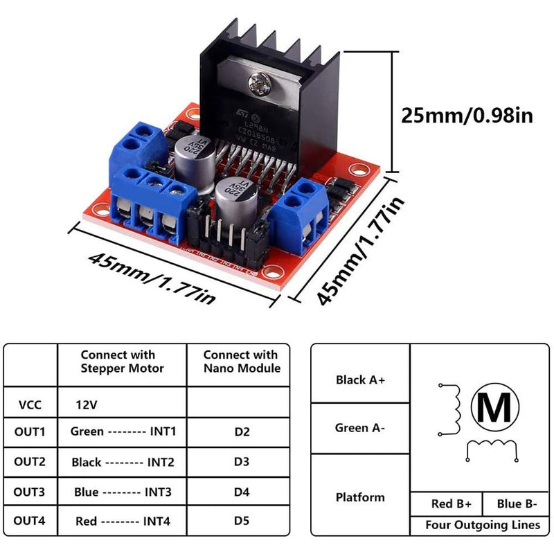 Greluma L298N Motor Drive Controller Board Module Double H Bridge DC Stepper for Arduino Pack of 4