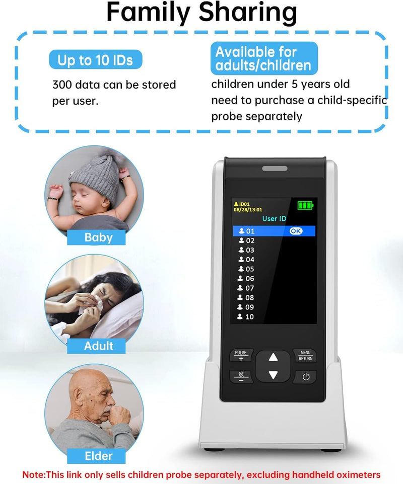 Infants Probes 78.74 in 200 cm Compatible with Hand Pulse Oximeter Model JKS50F 200 cm for infants