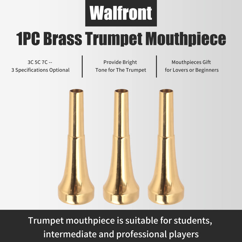 Trumpet Mouthpiece Brass Material Gilded Mouthpiece Holder Trumpet Accessories Trumpet Instruments Mouthpiece Holder for Beginners and Professional Players (5C) 5C
