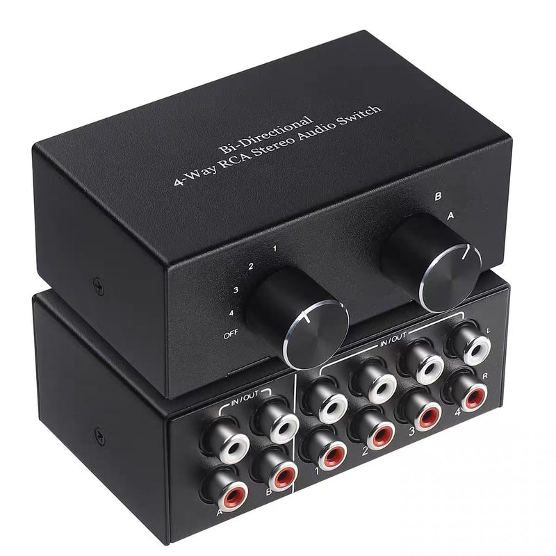 [AUSTRALIA] - 4 Way RCA Switcher 2 in 4 Out L/R Sound Channel Bi-Directional Audio Swith Splitter for DVD Stereo Speaker CD Player 