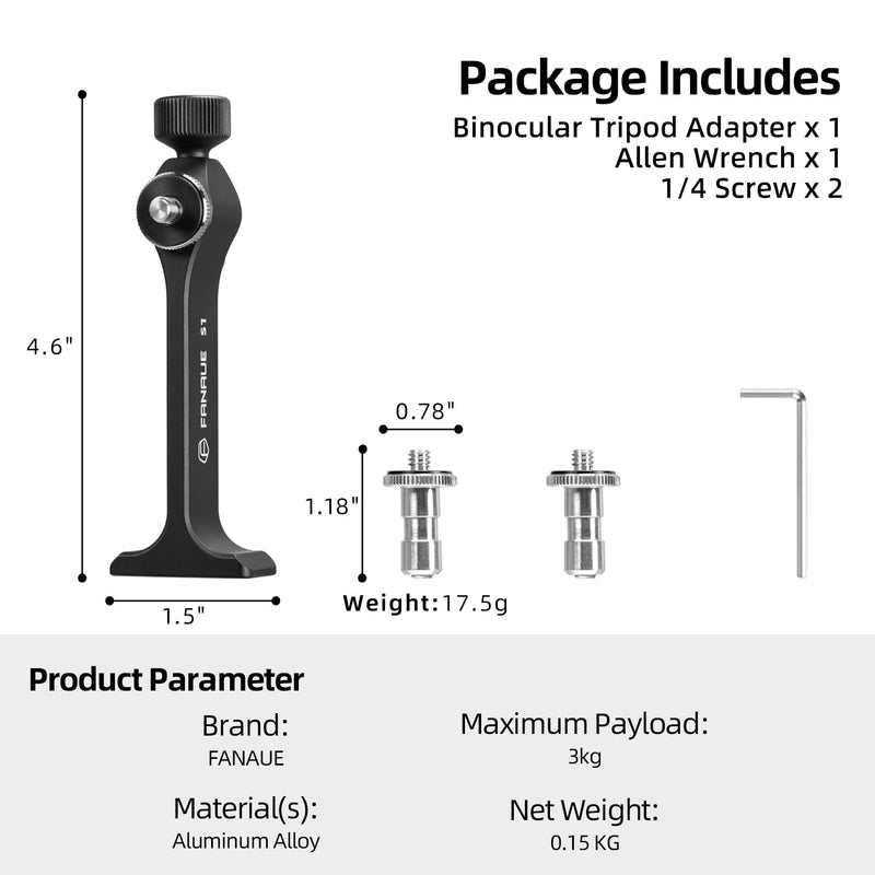 Fanaue Aluminum Binocular Tripod Adapter Quick Release,Detachable Universal Binocular Mount Accessories with 1/4-20 Inch Threading,Compatible with Arca Swiss and 1/4 Thread Head