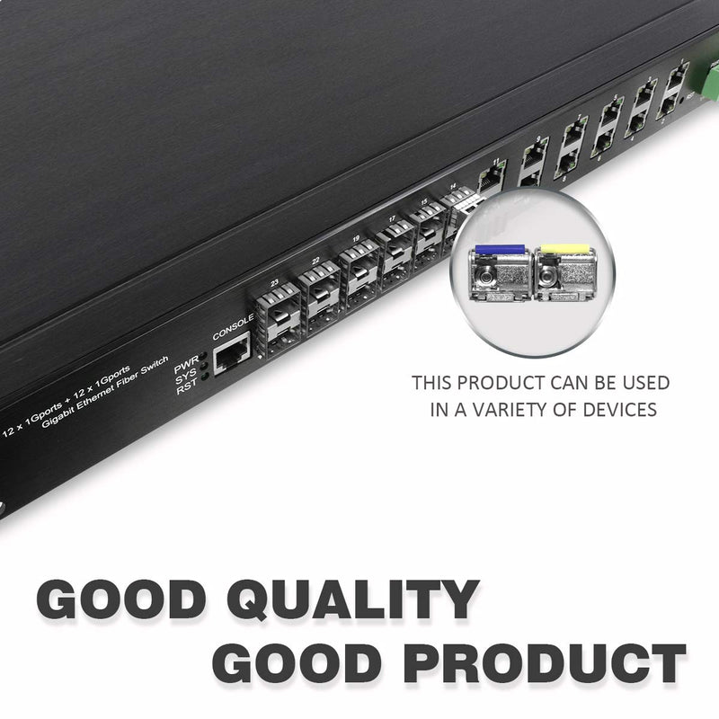One Pair of 1.25G SFP Bidi Single Fiber Transceiver 1310nm/1550nm SMF LC Connector up to 20 km for Open Switches