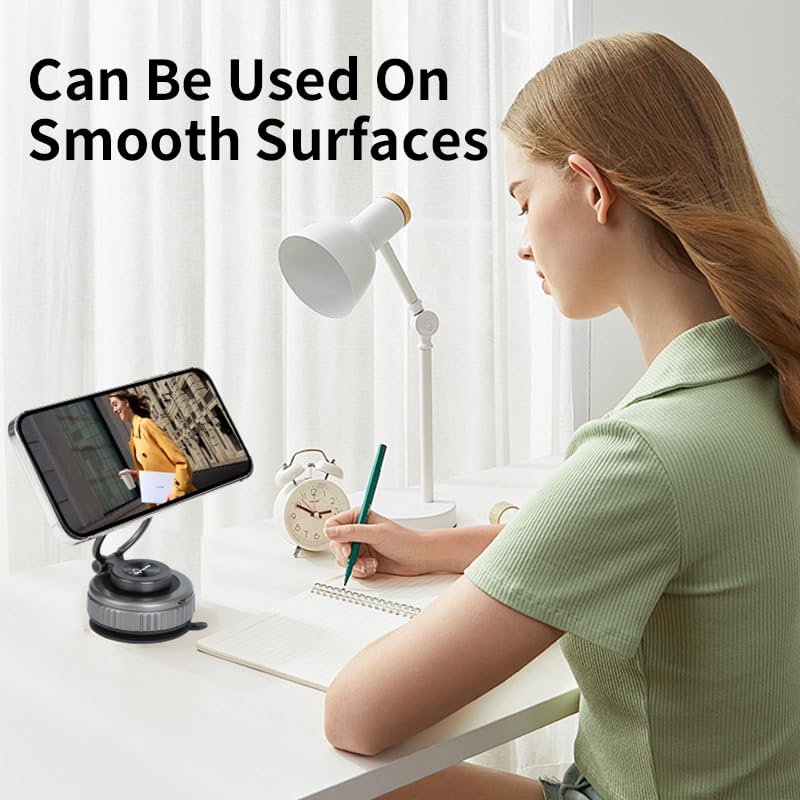 【Upgraded】 Vacuum Magnetic Suction Car Phone Holder, 360° Rotatable Suction Cup Phone Mount, for Smooth Surfaces; Compatible with iPhone/Android; Includes Magnetic Ring