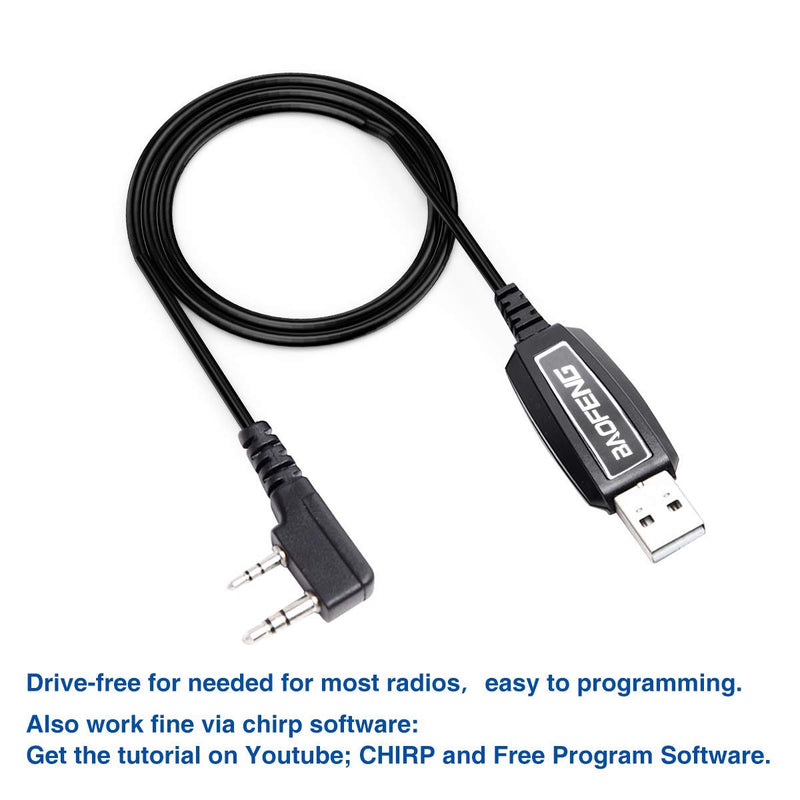 Baofeng USB Programming Cable PL2303 Support Chirp for GMRS Radio Two Way ham Portable radios: UV-5R,BF-F8HP, BF-888S,UV82HP,GT-3,UV-9S,BF-R3 (Black)