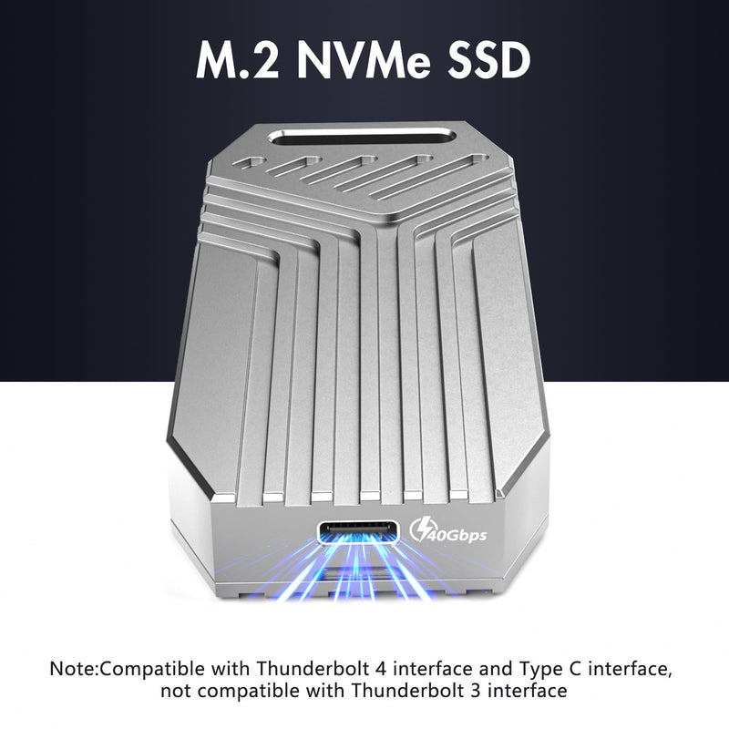 40Gbps M.2 NVMe SSD Enclosure, 8TB Thunderbolt NVME Enclosures for M1 M2 Pro/Max, Type C + USB 4.0 NVMe PCle SSD Adapter Reader, Compatible with Thunderbolts 4, USB 3.2/3.1/3.0