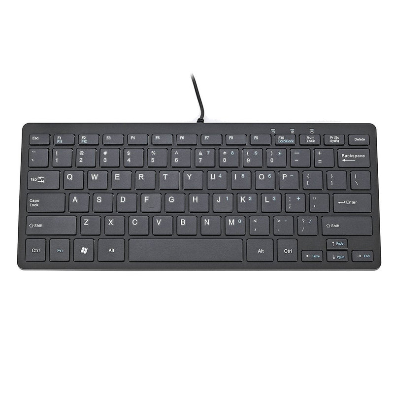 iKKEGOL USB Mini Slim Wired 78 Key Small Super Thin Compact Keyboard for Desktop Laptop PC Win 7 Mac (Black) Black