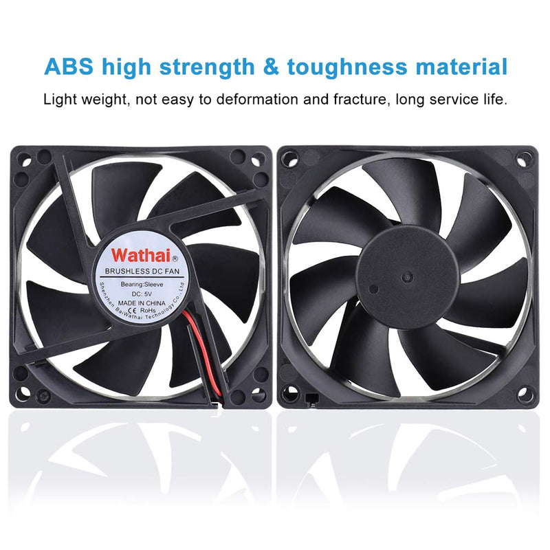 Wathai 80mm x 80mm x 25mm USB Fan 5V for Computer Laptop Router DVR Xbox Cooling 2 Packs