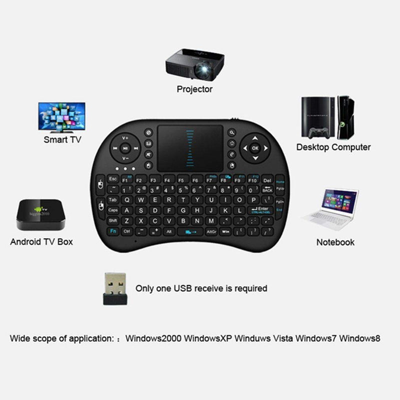 Mini Wireless Keyboard - 2.4GHz Controller with Touchpad Mouse Combo by TV xStream, Compatible with Android TV Box, IPTV, HTPC, Smart TV, PC, X-Box,etc.
