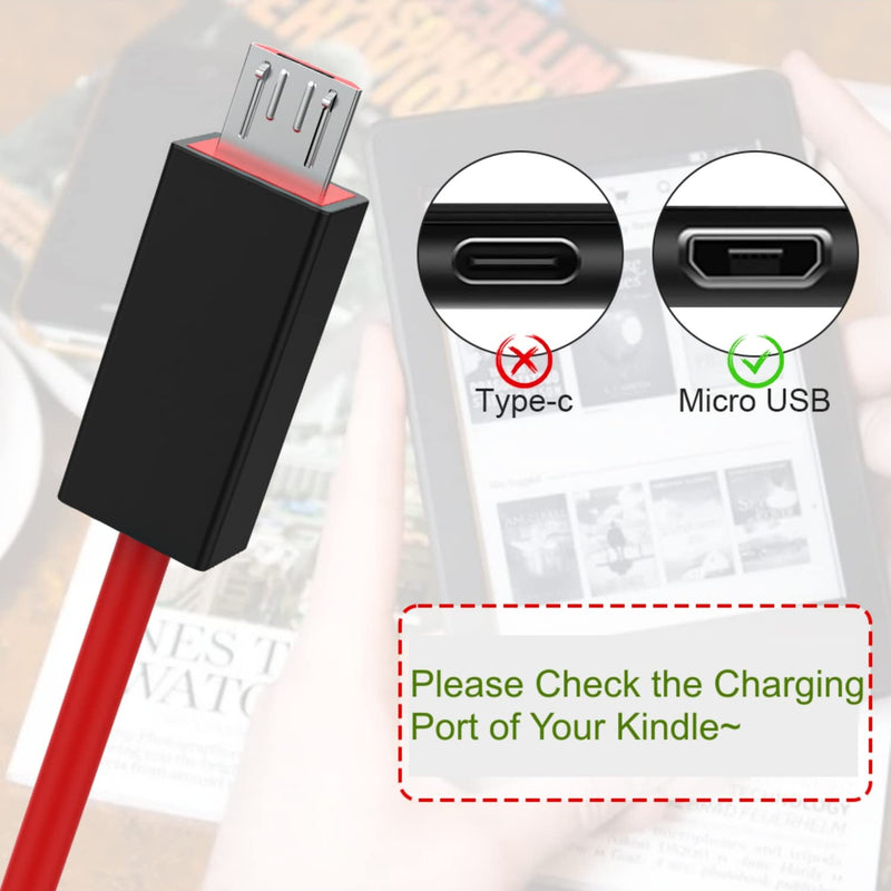 Saipomor Micro USB Charging Cord Charger Cable Compatible with Kindle Fire Tablets(Fire 1st-8th Gen), Kindle E-Readers(3rd-10th Gen), Kindle Paperwhite2/3/4 and Kindle Oasis2-3ft Black&Red