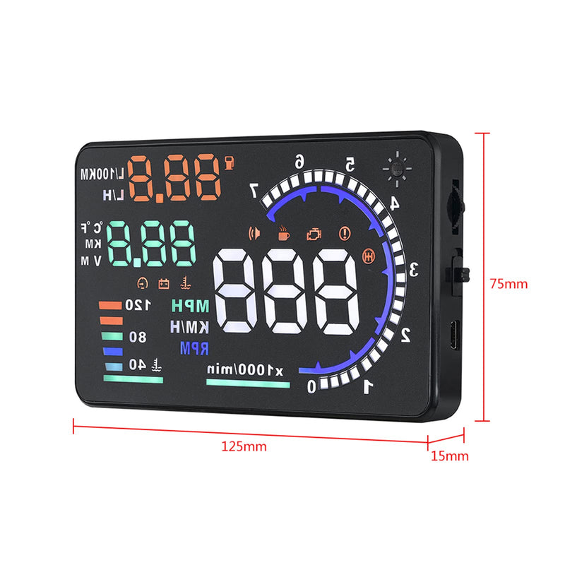Majatou Car HUD, A8 5.5 Inches Head up Display Windshield Screen Display Head up Display for Car to Display a Huge Range of Car Statistics with OBDII or EUOBD Interface Plug (A8)