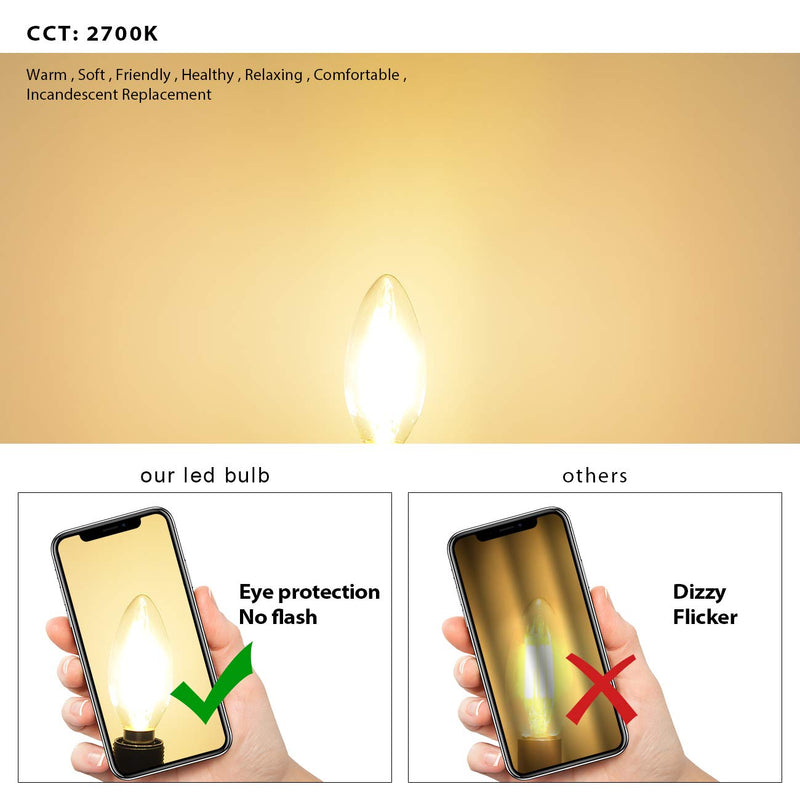 Candle LED Lamp E14 for Chandelier Warm White Glass 6 pcs (pack of 1)
