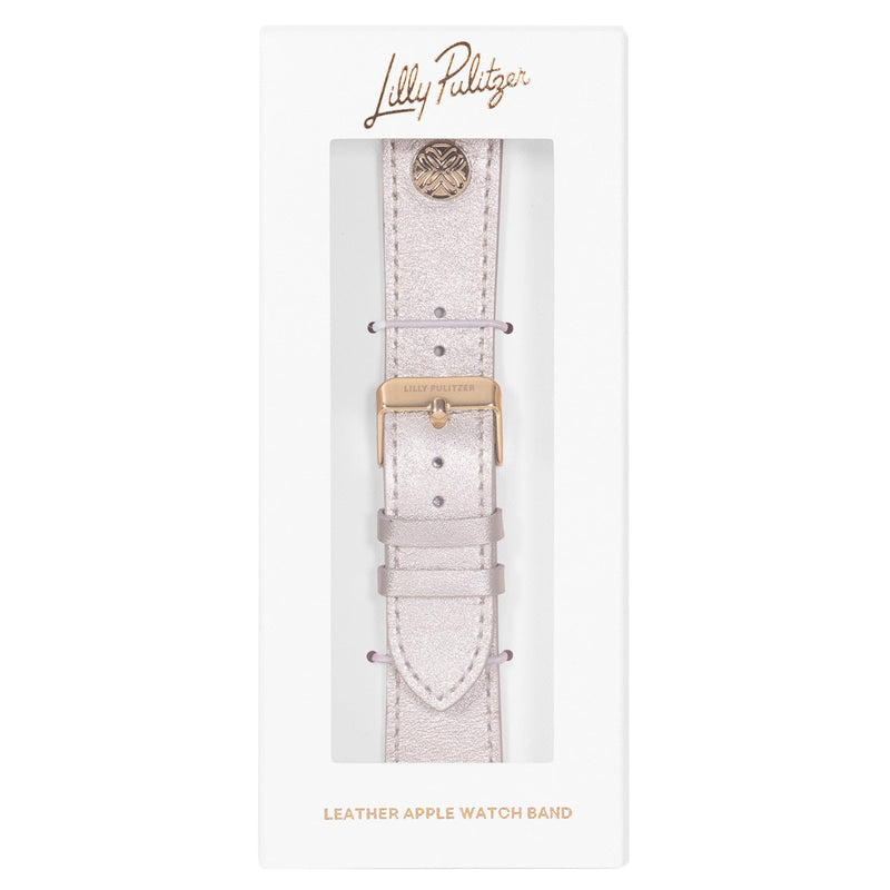 Lilly Pulitzer Genuine Leather Watch Band Sized to Fit 40mm, 44mm, 45mm & 46mm Smartwatches, Compatible with Apple Watch Series 1-6 and SE (Gold)
