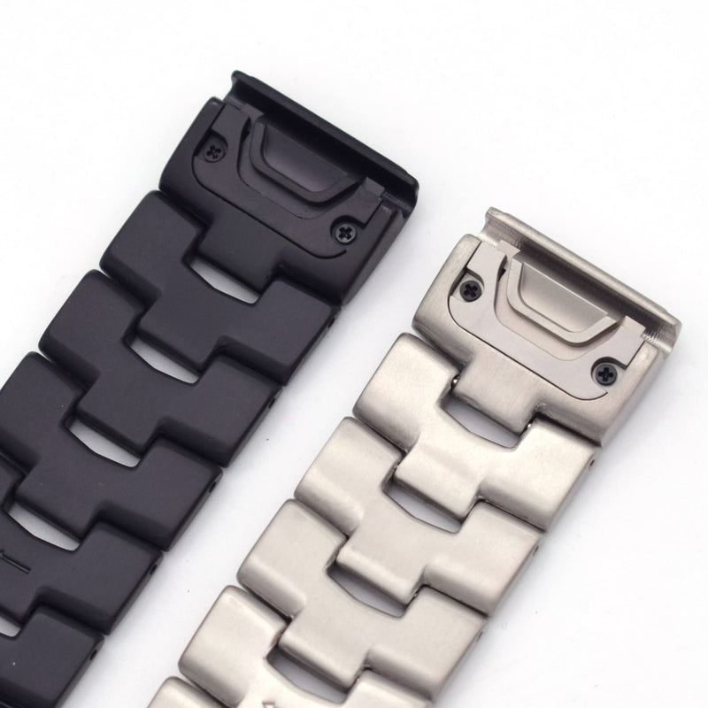 THEAGE Fenix 7X/6X/5X Plus Band, 26mm Titanium Metal Quick Release Easy Fit Watch Strap with Double Button Clasp Compatible for Garmin Fenix 7X/6X Pro/5X/5X Plus/3/3HR Smartwatch Black