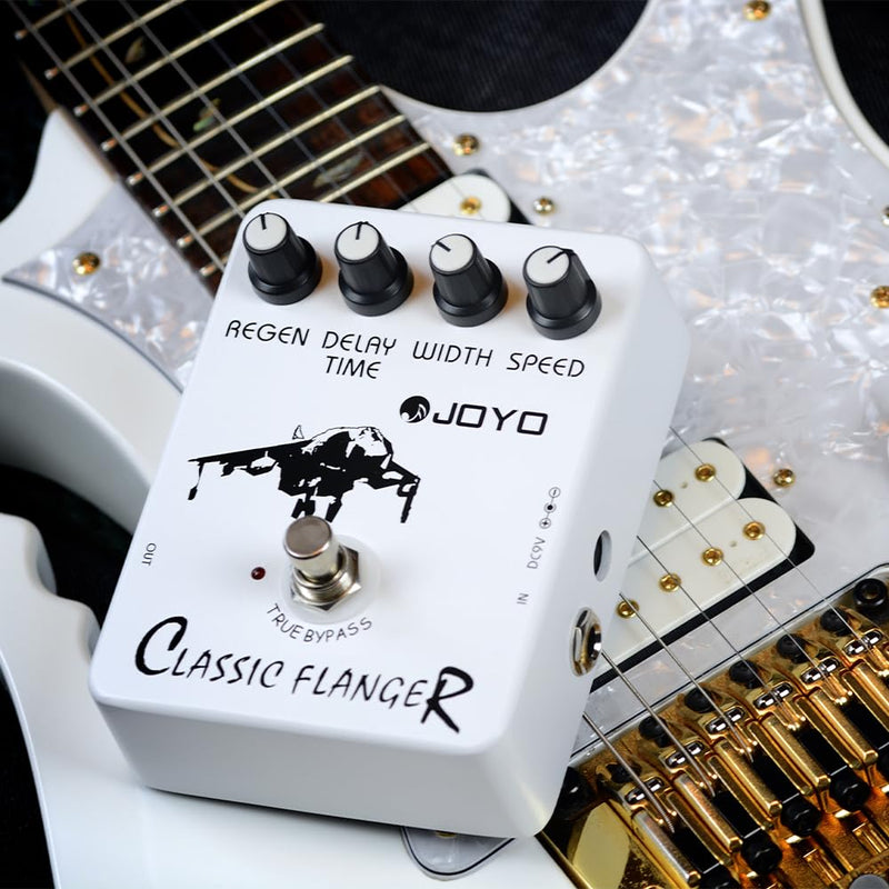 JOYO Flanger Effect Pedal Achieve Metallic Flanger Sounds & Rapid Tremulous Vibrato for Electric Guitar Effect - True Bypass (JF-07) White