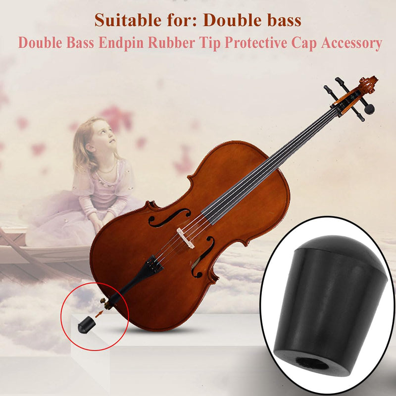 2PCS Double Bass Endpin Rubber Tip Stopper Bass Endpin Protector for Double Bass End Pin Protector (Black, ID: Approx. 10mm)