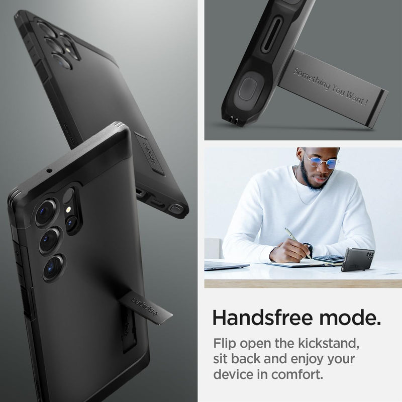 Spigen Tough Armor Designed for Galaxy S24 Ultra Case [Military-Grade Protection] [Kickstand] (2024) - Black
