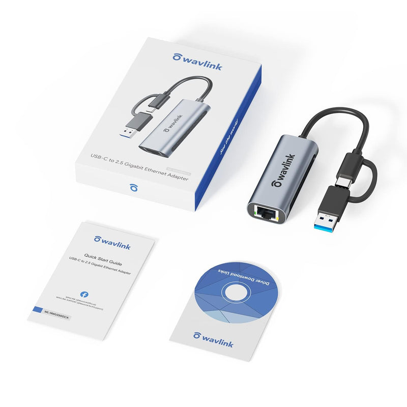 [AUSTRALIA] - Wavlink USB C to Ethernet Adapter 2.5 Gbps, 2-in-1 USB to 2.5G Ethernet Adapter, USB-C to RJ45 Network Converter (Thunderbolt 4/3 Compatible), Aluminum Case for Windows, Mac OS, iPad OS and More. 2.5GbE 