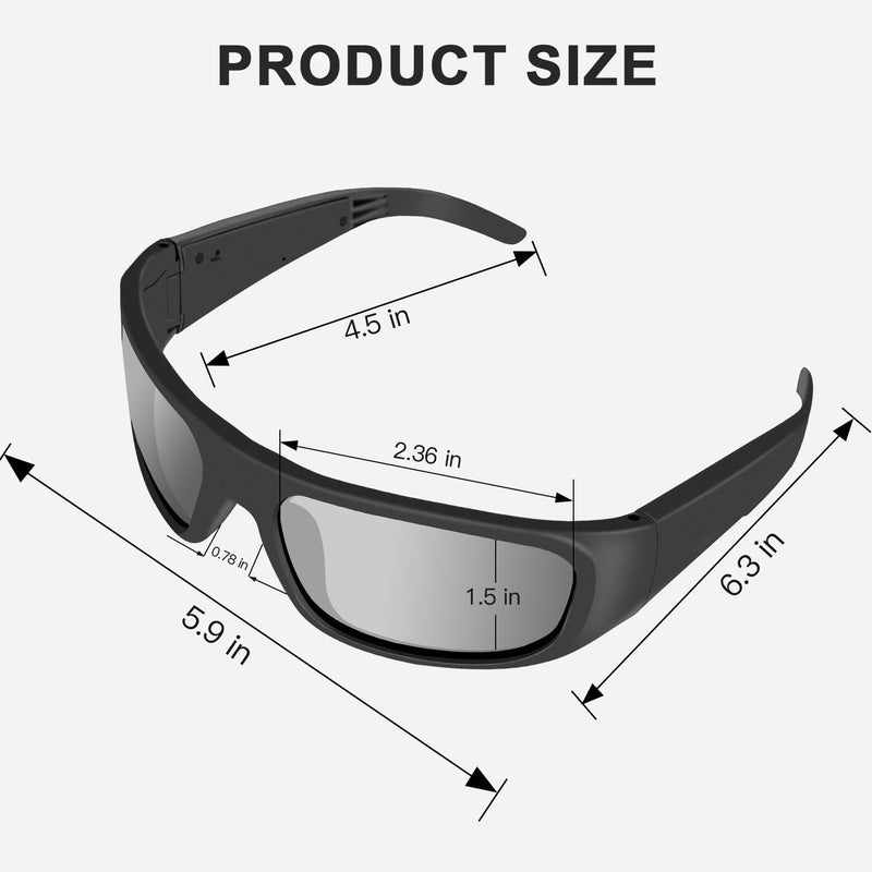 OhO sunshine Bluetooth Audio Sunglasses, Lightweight Open Ear Sport Glasses, 10H Playtime,Water Resistant with Voice Control Black Lens