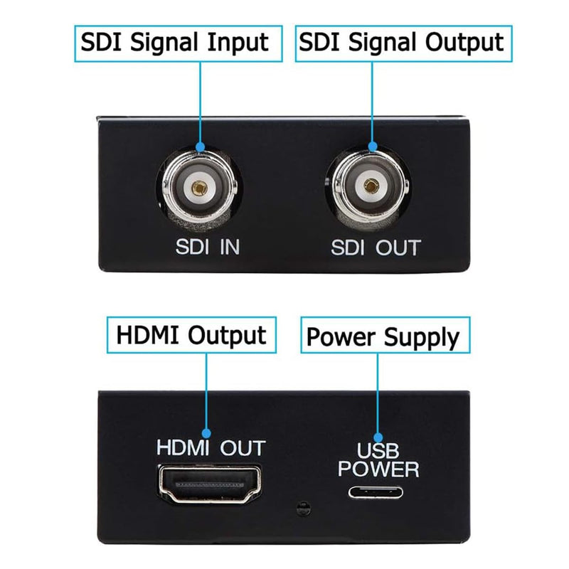 [AUSTRALIA] - Anber-Tech SDI to HDMI Converter, SDI to HDMI Audio De-embedder Support 3G-SDI, HD-SDI, SD-SDI Auto Format Detection and Stereo Audio De-embedder, SDI Loopout (Black) Black 