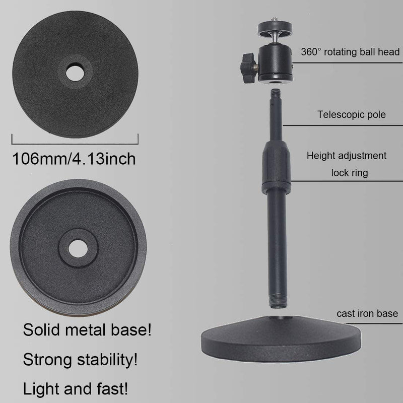 Desktop Mini Projector Stand, Angle Adjustable Mini Projector Stand 1/4in Mounting Screw, Length 8-12in/20-30cm, Load 6.6 lbs/3kg 360° Rotatable Projector CCTV DVR