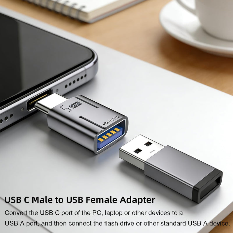 AreMe Micro USB to USB C Adapter, USB 3.0 to USB C Converter (Grey, 8 Pack) | Type C Connector, Male to Female and Female to Male