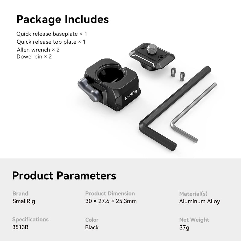 SMALLRIG Quick Release Plate Drop-in HawkLock Mini Quick Release Camera Mount Adapter with 1/4" Screw, for Camera Clamp, Super Clamp, Ball Head, Tripod, Magic Arm, Stabilizer, Field Monitor - 3513C Basic QR System