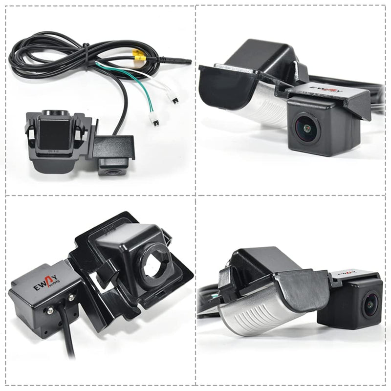 EWAY Safety Backup Rear View Camera for Jeep Wrangler 2007-2018 Reverse Reversing License Plate Camera & for Jeep Wrangler JK Backup Camera Video in-Dash Radio Wire Input Harness AV Plug to Display