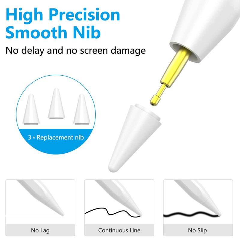 Stylus Pen for iPad with Palm Rejection and Tilt Sensitive, Stylus Pencil Compatible with (2018-2022) iPad Pro 11/12.9 inch, iPad 9th/8th/7th/6th Gen, iPad Air 5th/4th/3rd Gen, iPad Mini 6th/5th Gen