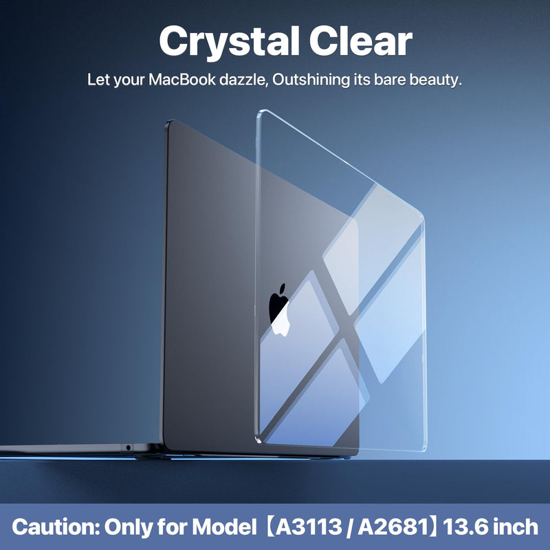 for MacBook Air 13.6 inch Case M3 M2 2024-2022, Model A3113 A2681 [100% Ultra Clear] [Outshine Bare Beauty] Hard Shell Protective Cover for MacBook Air M2 13 inch Case - Crystal Clear