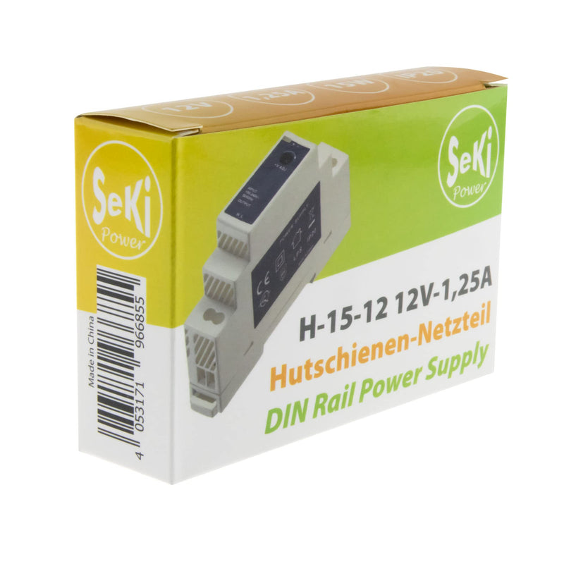 SeKi DIN Rail Power Supply H-15-12 - 12V - 1.25A - 15W DIN Rail - DIN Rail Power Supply 15 watts (1.25 A) Single