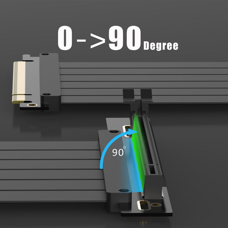GLOTRENDS 400mm PCIe 3.0 X16 Riser Cable for Low-end PCIe 3.0 GPUs, Such as GeForce RTX 20/GTX 16/GTX 10 Series and AMD Radeon RX5000/VII/RX Vega/R9 Fury Series, etc 90 Degree Right Angle
