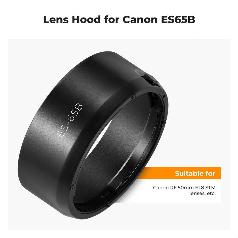 K&F CONCEPT Lens Hood Compatible with Canon RF 50mm F1.8 STM Lens, Reversible Snap on Camera Lens Shade Replacement of ES-65B Hood, Compatible with 43mm Filters and Lens Cap