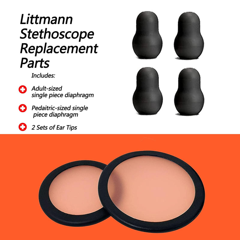 [AUSTRALIA] - Replacement Accessories Kit Fits Classic 3, Cardiology 3 & Cardiology 4 Stethoscope for Littmann Stethoscope Replacement Parts & Stethoscope Bell Diaphragm Cover and Eartips Replacement Parts (Black) 