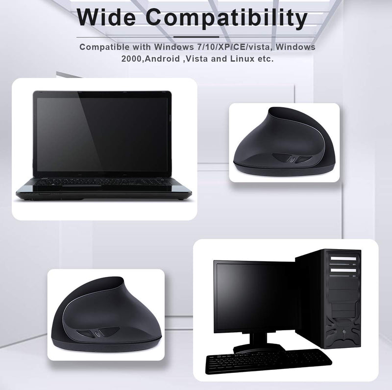 Left-Handed Mouse,2.4GHz Ergonomic Vertical DPI 800/1200/1600 Wireless Mouse with USB Receiver for Small Hand,Black Black