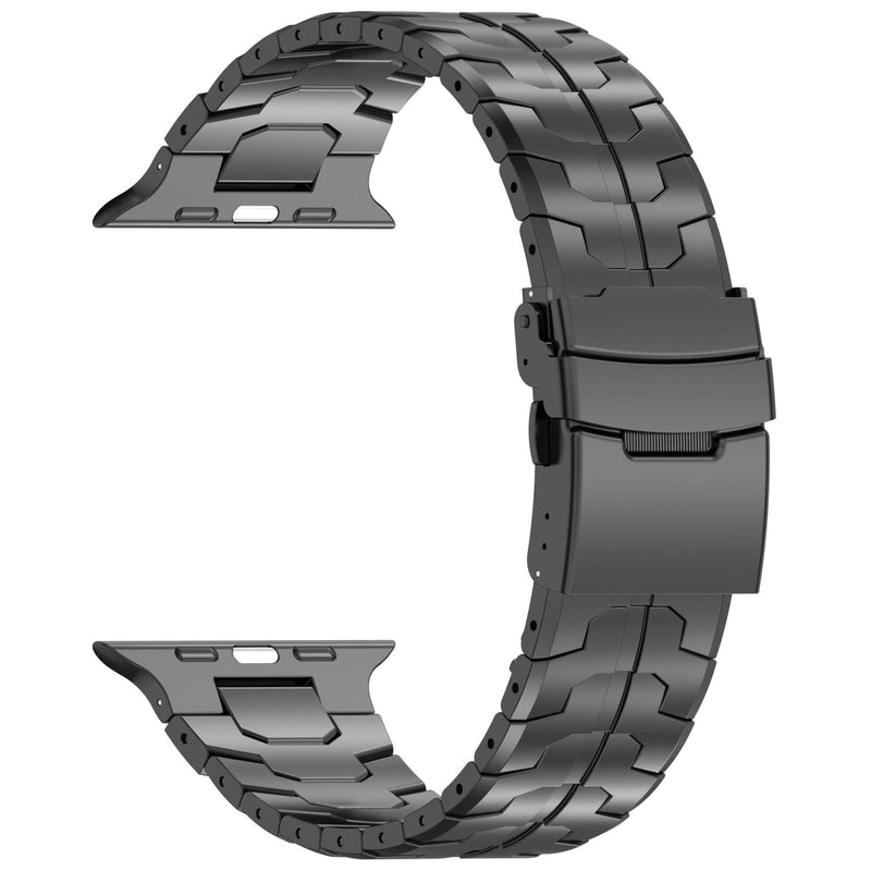 Stainless Steel Watch Band for Apple Watch Ultra, 49mm, 46mm, 45mm, 44mm, 42mm, Black, with Tool-Free Link Removal and Safety Clasp