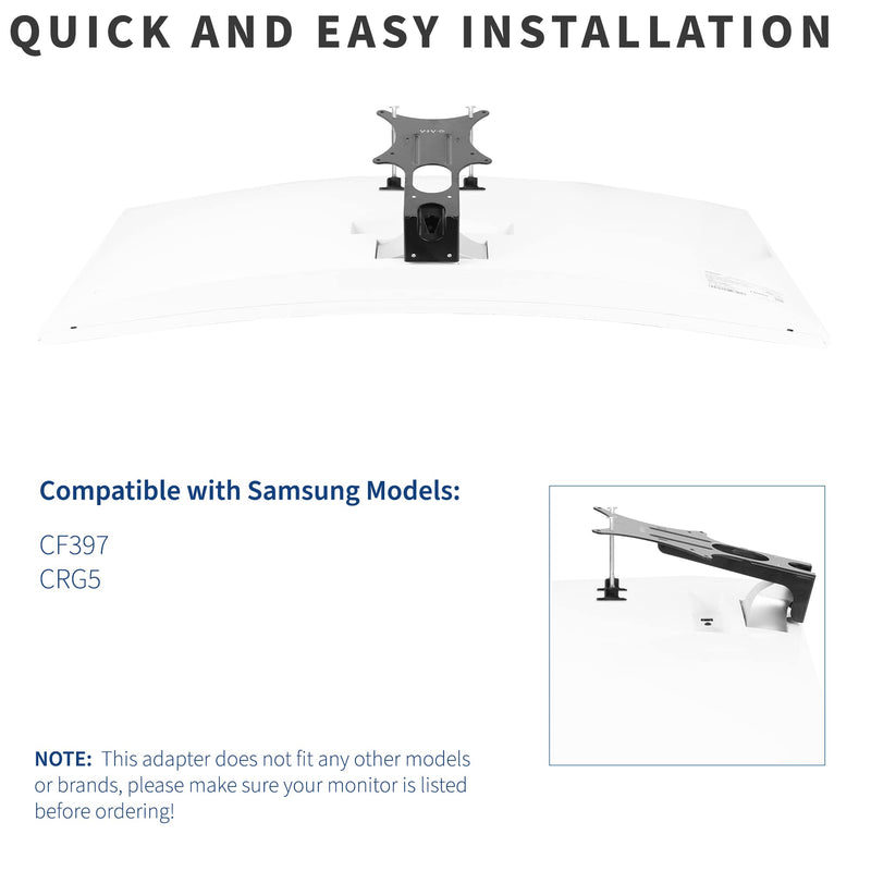 VIVO Quick Attach VESA Adapter Plate Bracket Designed for Samsung CF397, CRG5 Monitors, 32 inch Full HD Curved Screens, MOUNT-SG03CF