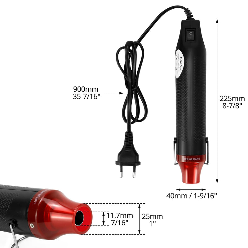 QWORK® Mini Heat Gun 220 V 300 W Handheld Hot Air Blower for Heat Shrink Tubing, Embossing, Drying Paint, Paper