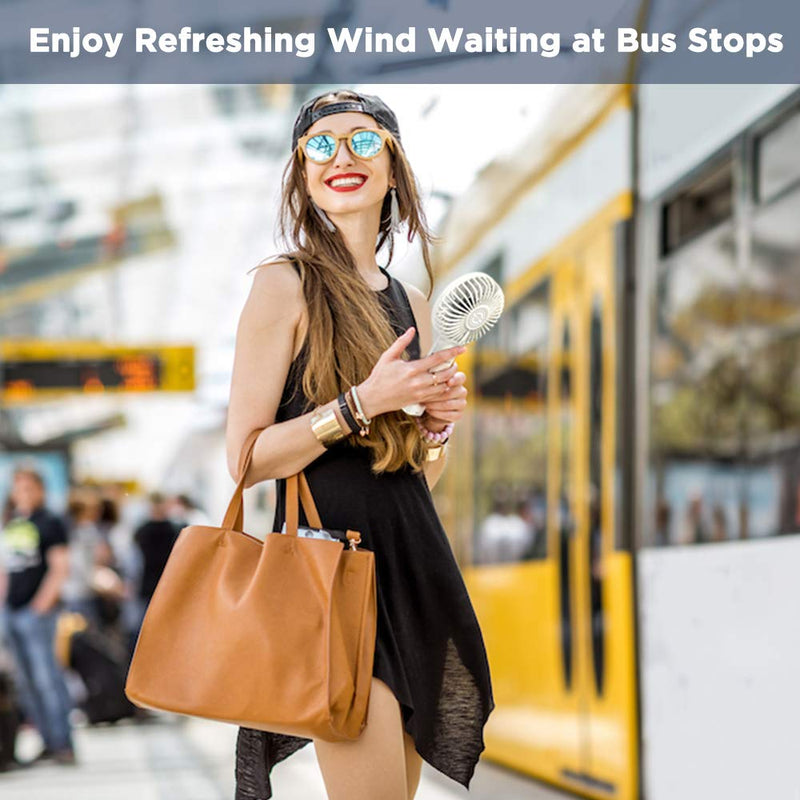 Handheld Fan, EasyAcc 2022 Upgraded Portable Fan [ 4 Speed Quiet Powerful Hand Fan] 3-17 Hours Battery Operated Fan, One Touch Power Off Foldable USB Desk Fan Personal Fan for Home Travel Outdoor 3-17 Working Hours White