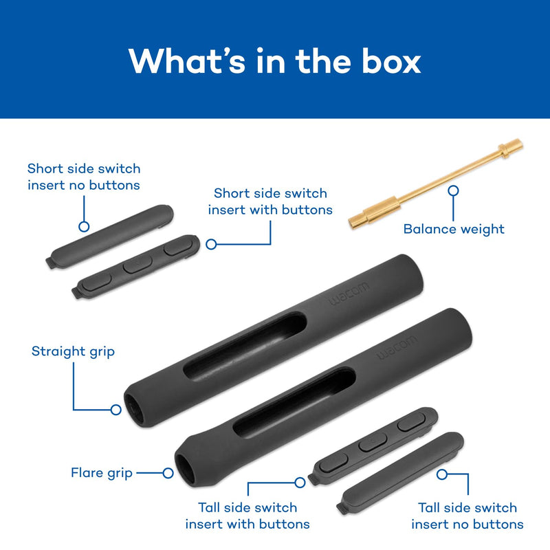 Wacom Pro Pen 3 Customization Kit | If your Wacom device came with the slim version of the PP3, this kit comes with the grips & weights to configure the pen