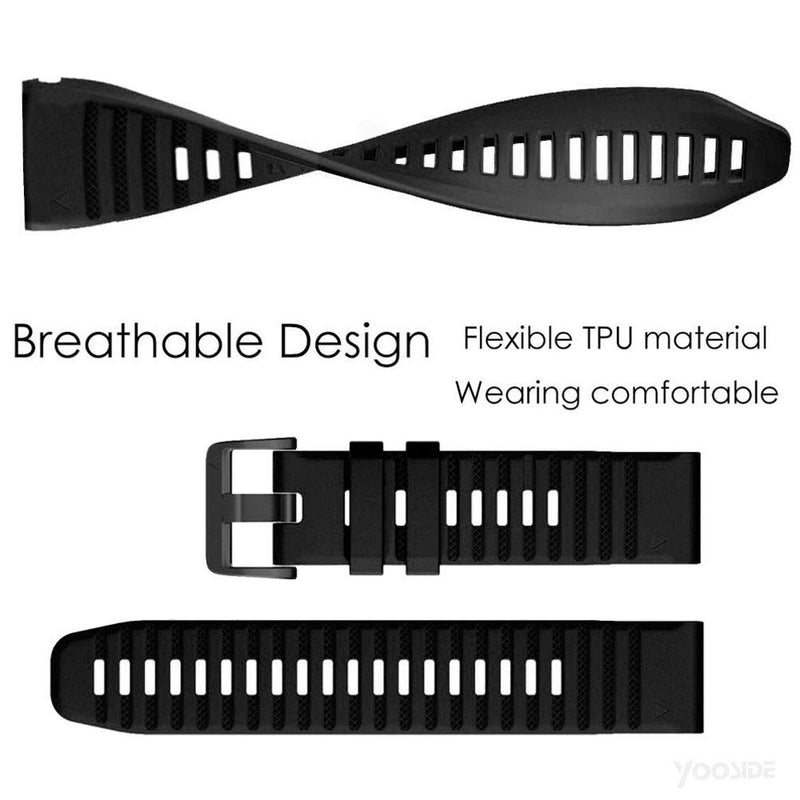 Quick Easy Fit Watch Band for Garmin Fenix 6X Pro/Sapphire,26mm Soft Non-allergenic Silicone Sport Waterproof Wristband Strap for Garmin Fenix 5X/5X Plus,Fenix 3,Quatix 3,Tactix Bravo(Black)